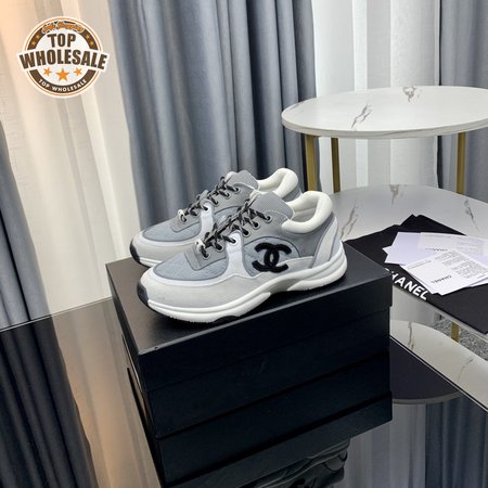 CHANEL LOW TOP TRAINER GRAY WHITE - CC2