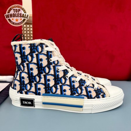 DIOR B23 HIGH-TOP SNEAKER BEIGE,BLACK AND NAVY BLUE DIOR OBLIQUE TAPESTRY - CD92