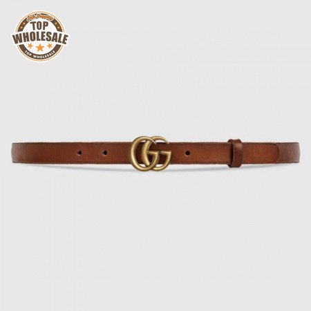 GUCCI LEATHER BELT WITH DOUBLE G BUCKLE