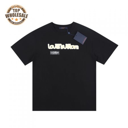 23ss yellow orange warning slogan printing round neck black