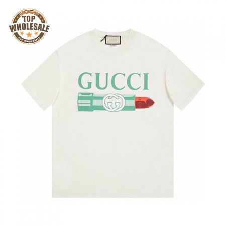 GUCCI LIPSTICK PRINT PRINT COTTON T-SHIRT WHITE