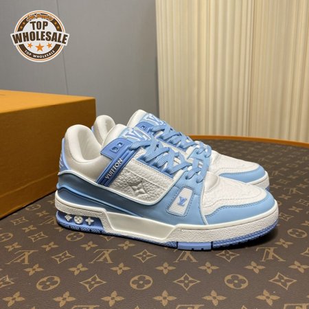 trainer low white blue