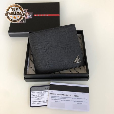Prada Saffiano Leather Bi-Fold Wallet Black