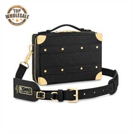 nba handle trunk monogram coated canvas textile lining in black - lmb007