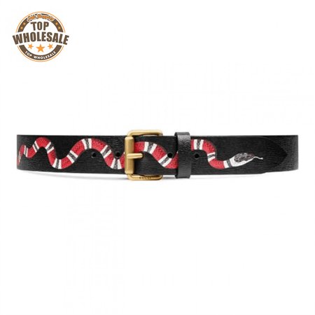 GUCCI LEATHER BELT WITH KINGSNAKE - B41