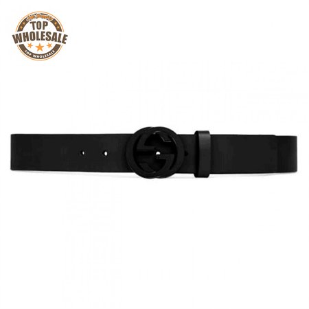 GUCCI LEATHER BELT WITH INTERLOCKING G BUCKLE - B31