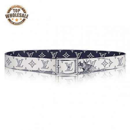 white/blue monogram sa.vane canvas chap.man brothers re.verso belt - b101