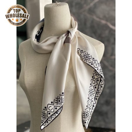 chanel silk scarf white