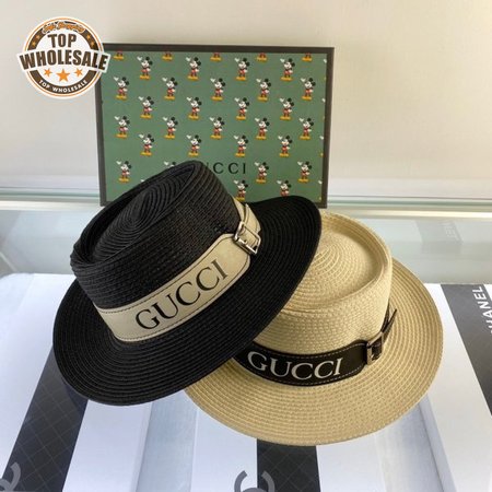 Hat_Gucci Belt design straw hat