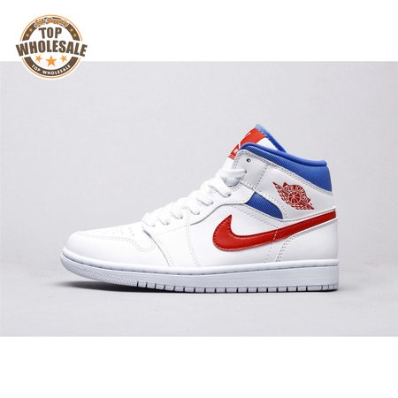 Air Jordan 1 Mid White Red Royal Unisex