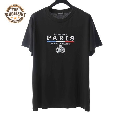 BALENCIAGA CROWN EMBROIDERED BLACK T SHIRT