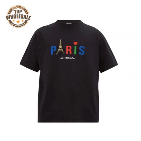 BALENCIAGA MEN'S BLACK MODE LOGO TEE - BB42