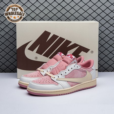 Travis Scott x Air Jordan 1 Low OG Pink Beige Red DM7866-600 Unisex