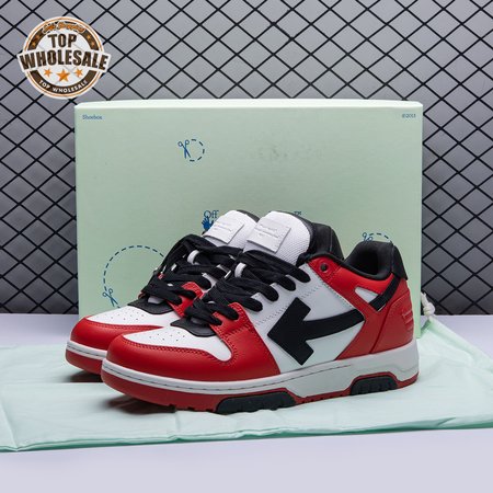 OFF-WHITE Out Of Office OOO Low Tops Black White Red Unisex