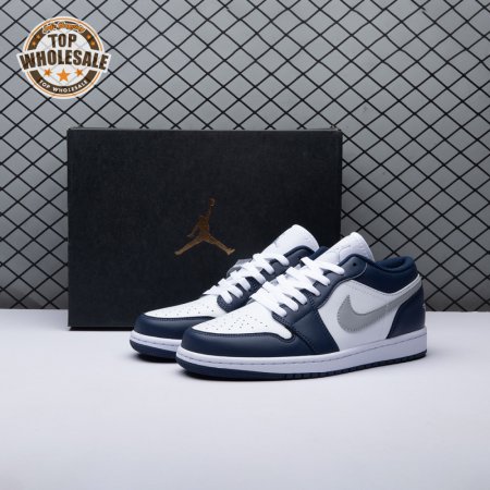 Jordan 1 Low Wolf Grey Midnight Navy 553558-141 Unisex