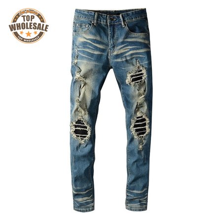 Amiri Blasted Rip Jeans Dark Blue