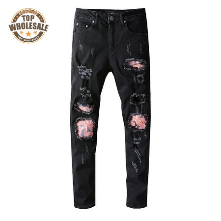 Amiri Design Rip Jeans Black/Red