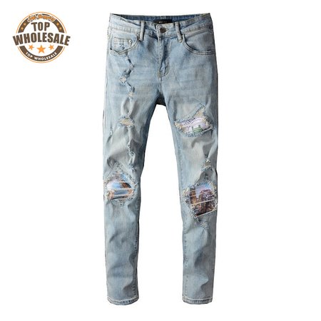 Amiri Design Rip Jeans Light Blue