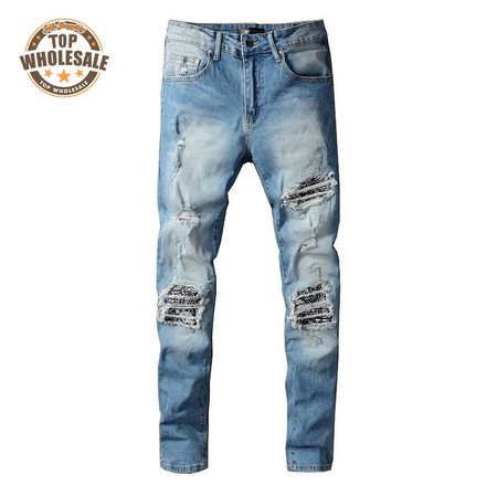 Amiri Design Rip Jeans Light blue / Black