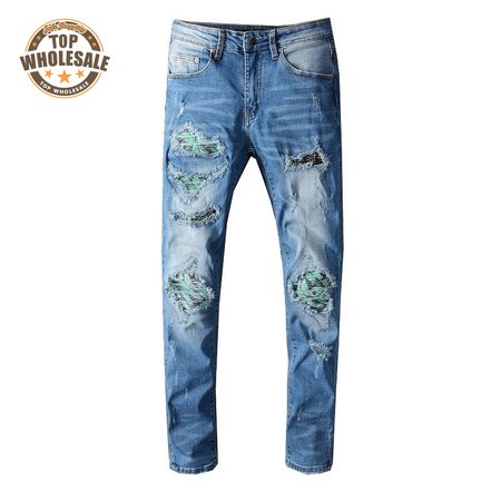 Amiri Design Rip Jeans Light Blue / Green