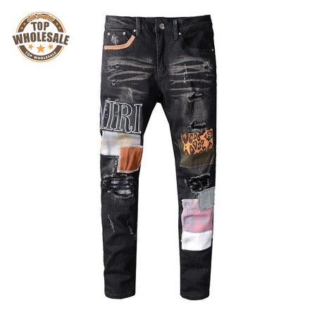 Amiri Logo Patch Jeans Black