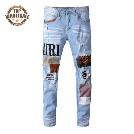 Amiri Logo Patch Jeans Light Blue