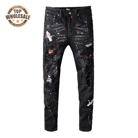 Amiri Pelican Splatter Jeans Black/White
