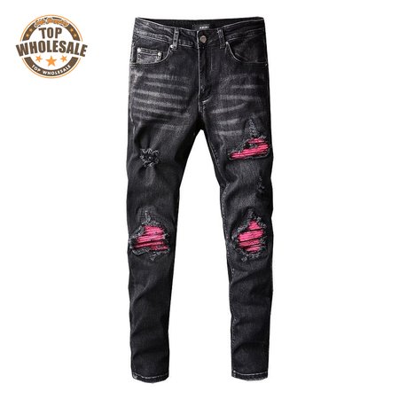 Amiri Rip Jeans Black / Pink