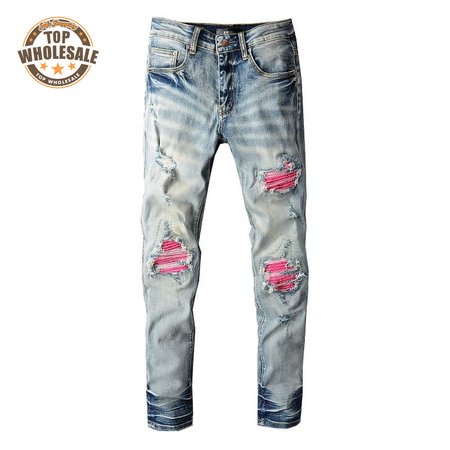 Amiri Rip Jeans Blue / Pink
