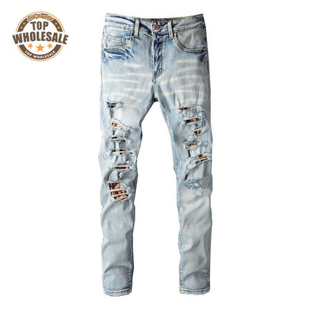 Amiri Ripped Design Jeans Light Blue