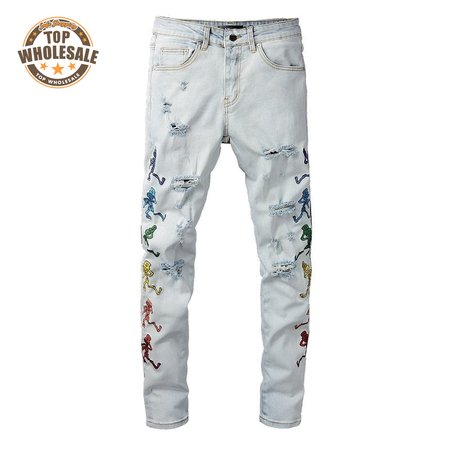 Amiri Skeleton Patch Jeans White