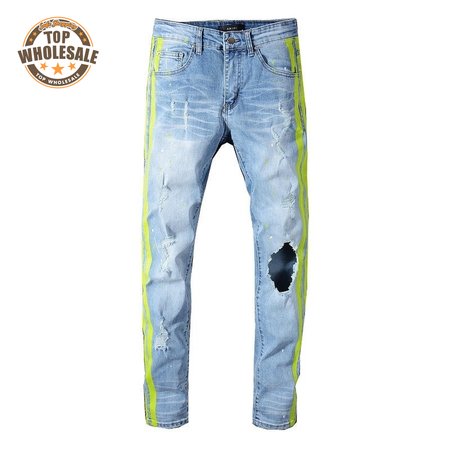 Amiri Stripes Rip Jeans Light Blue/Neon