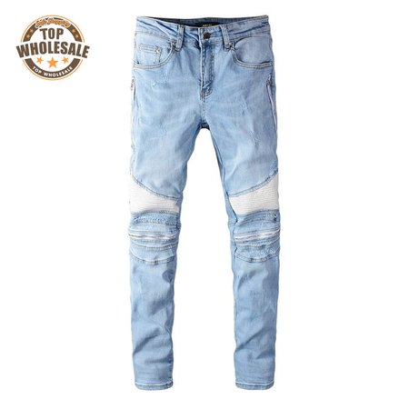 Amiri Zipper Jeans Light Blue / White