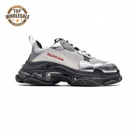 BALENCIAGA TRIPLE S WHITE & BLACK SOLE SNEAKERS - BB170