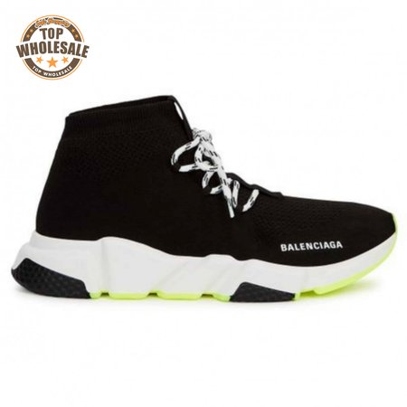 BALENCIAGA SPEED TRAINER LACE UP BLACK WHITE - BB16