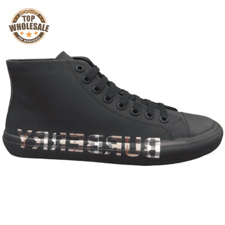 BURBERRY LOGO PRINT GABARDINE HIGH-TOP SNEAKERS - BBR82