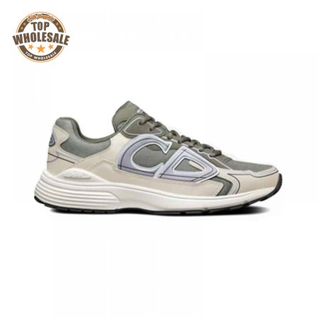 DIOR B30 SNEAKERS OLIVE MESH AND CREAM TECHNICAL FABRIC - CD86