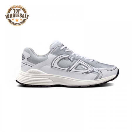 DIOR B30 SNEAKERS GRAY MESH AND WHITE TECHNICAL FABRIC - CD85