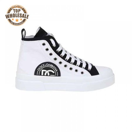 DOLCE AND GABBANA QUILTED TWO-TONE NYLON PORTOFINO LIGHT MID-TOP SNEAKERS IN WHITE - DG107