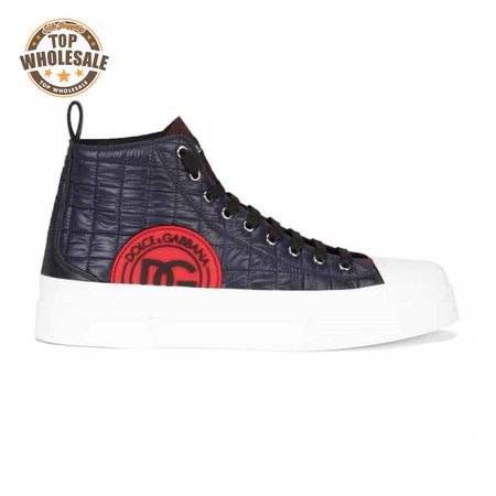 DOLCE AND GABBANA QUILTED TWO-TONE NYLON PORTOFINO LIGHT MID-TOP SNEAKERS - DG105