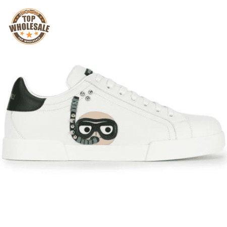 DOLCE & GABBANA CALFSKIN PORTOFINO SNEAKERS WITH PATCHES OF THE DESIGNERS - DG2