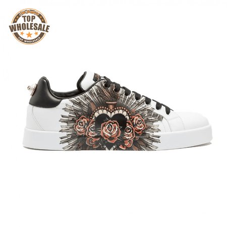 DOLCE & GABBANA PRINTED CALFSKIN PORTOFINO SNEAKERS - DG5