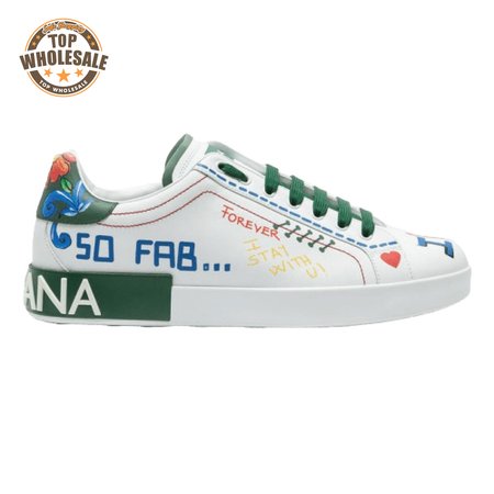 DOLCE & GABBANA PRINTED CALFSKIN PORTOFINO SNEAKERS - DG32