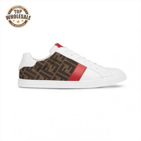 FENDI FF LOGO PRINT LOW-TOP SNEAKERS - FD16