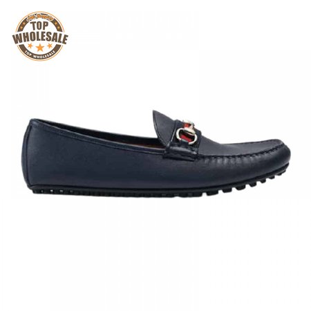 GUCCI LEATHER DRIVER WITH WEB NAVY - LDG006