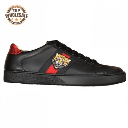 GUCCI TIGER ACE EMBROIDERED SNEAKER BLACK - GC49