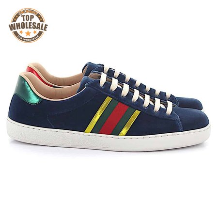 GUCCI ACE SNEAKER VELVET BLUE METALLIC STRIPE - GC40