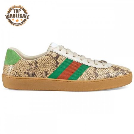 GUCCI MEN'S NATURAL G74 PYTHON TRAINER WITH WEB - GC35