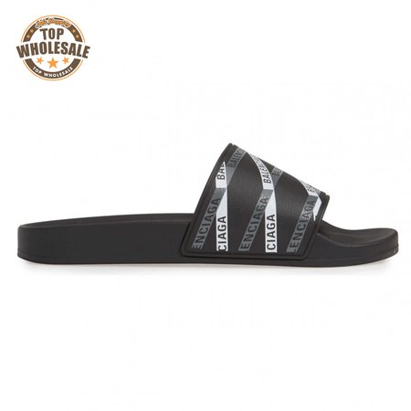 BALENCIAGA RUBBER LOGO POOL SLIDE SANDALS - BBS9