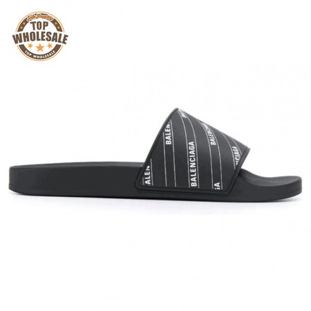 BALENCIAGA RUBBER LOGO POOL SLIDE SANDALS - BBS6